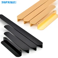 มือจับตู้สีดำ มือจับประตูตู้สีทอง มือจับลิ้นชักครัว อุปกรณ์ฮาร์ดแวร์เฟอร์นิเจอร์ มือจับอะลูมิเนียมอัลลอยด์ ยาว 400 มม. แบบยาวพิเศษ 5