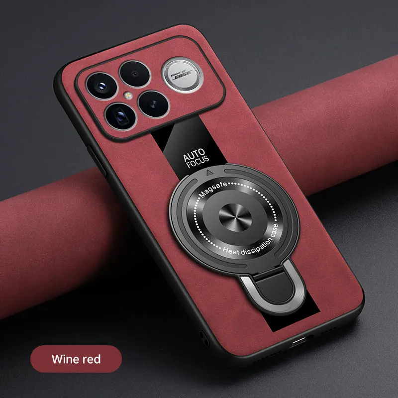 Luxury Silicone Leather Magnetic Ring Holder Case - Premium Shockproof Cover