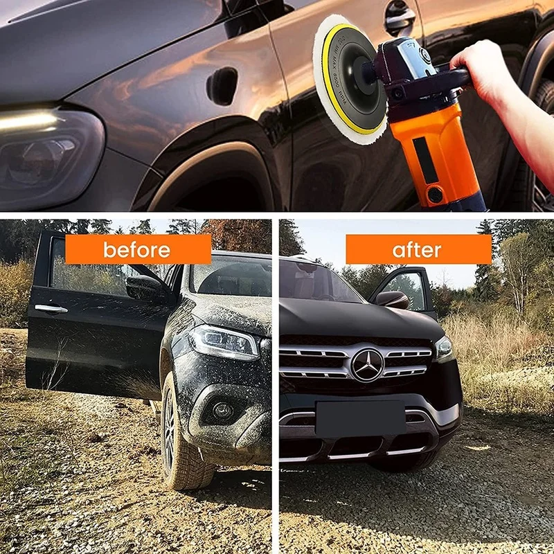 5Pcs Car Polishing Pad Set Wool ing Wheel Tool 3/4/5/6/7 Inch Drill Polish Disc Kit for Car Polisher Auto Paint Waxing Care