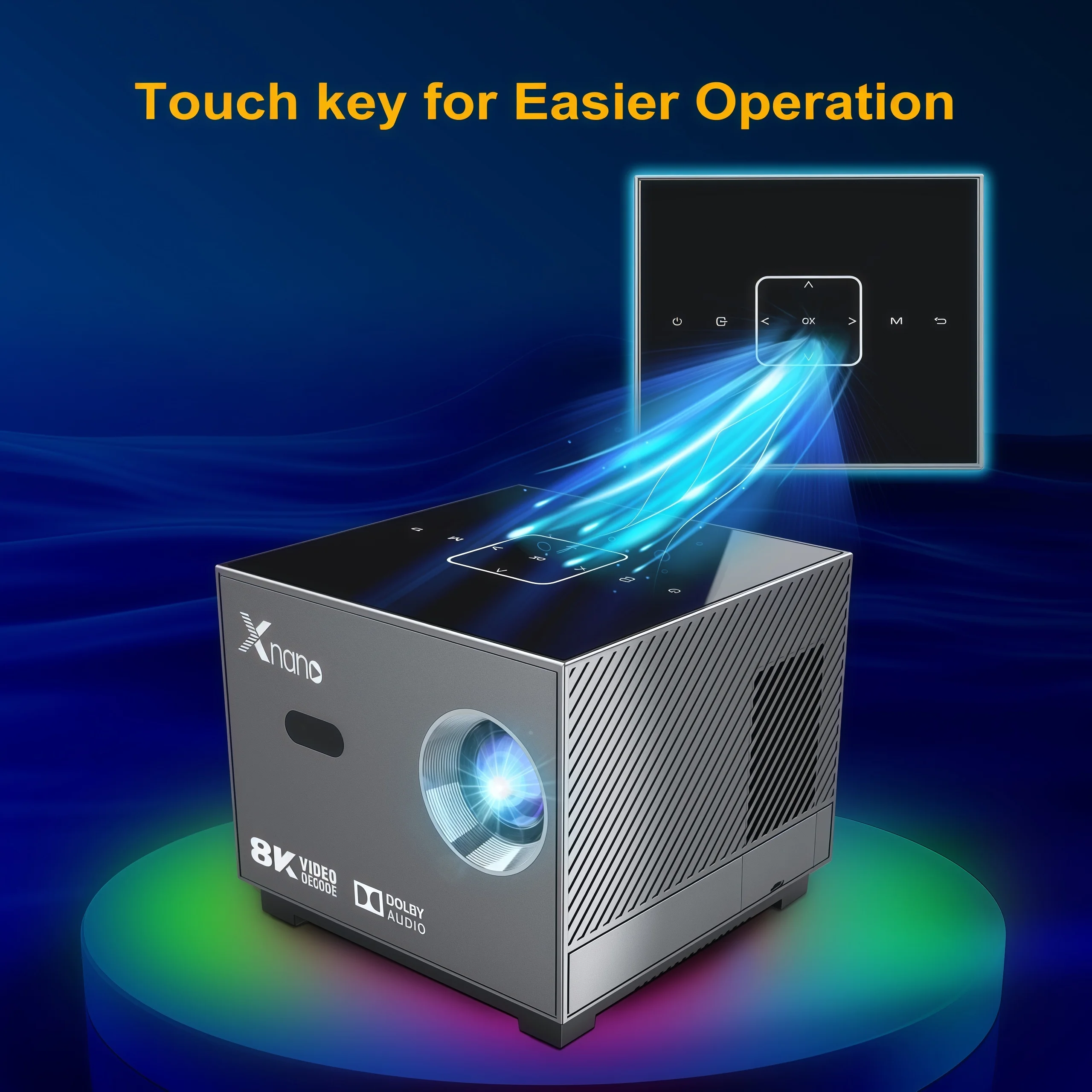 Xnano X3 휴대용 LED 프로젝터 190안시 안드로이드 9.0 듀얼 WiFi BT5.0 HDR10+ 돌비 오디오 8K 디코딩 전동 포커스 미니 빔프로젝터