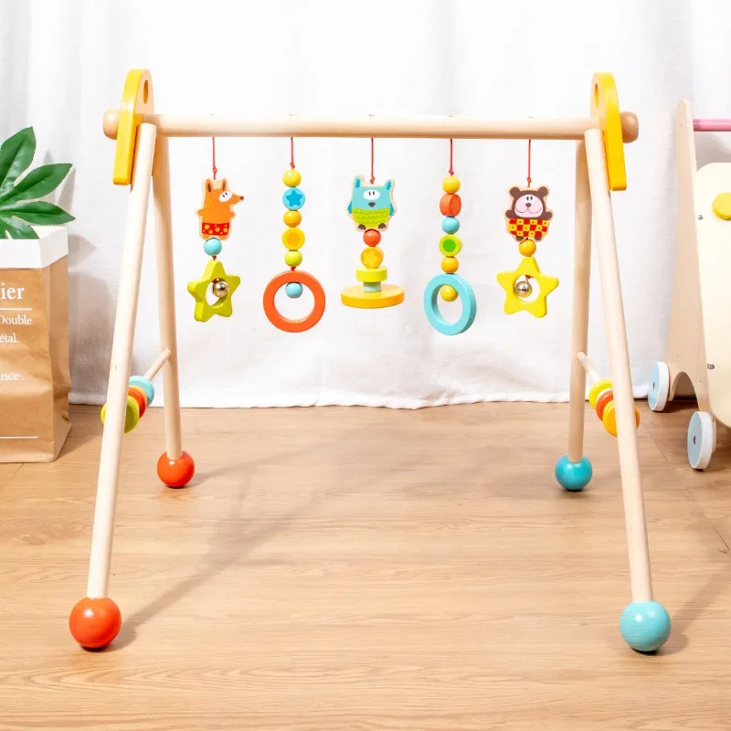 1 Set Of Wooden Baby Gym Newborn Activity Fitness Stand Baby Pendant Crib Decoration Accessories Rattle Toy Gifts For Babe