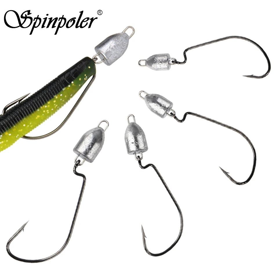 Spinpoler Bullet Swing Jig Head Fishing Hook #1 #1/0 #2/0 #3/0 Accessories  For Soft Lure Bait Offset Texas Jig Fishing Equipment