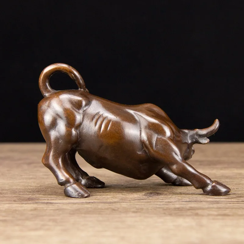 Wall Street Bronze fengshui wealth Fierce Bull OX Statue Metal crafts family decorations home decor 4