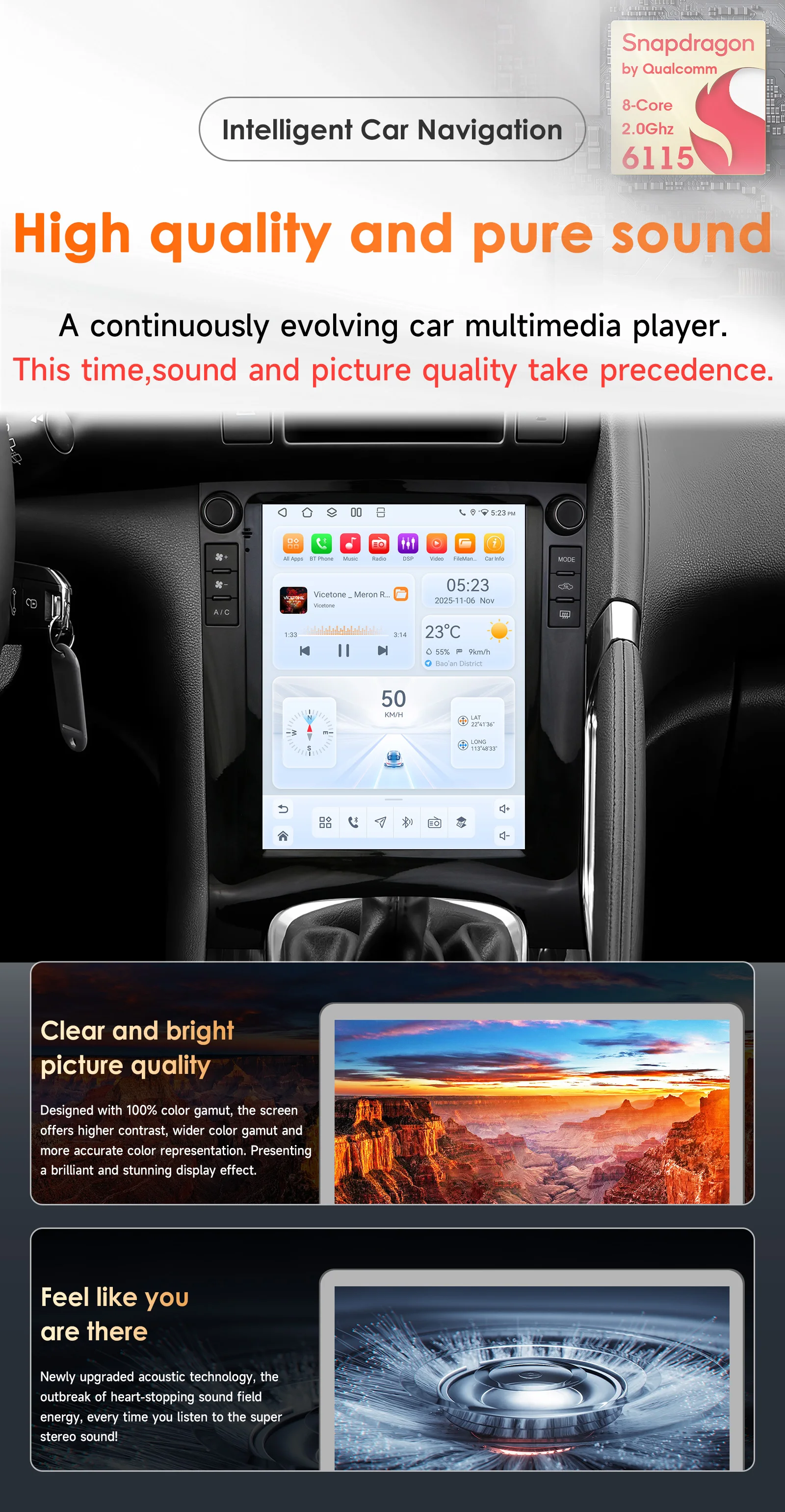 Android Autoradio-Player für Peugeot 3008 2010-2017 Carplay Auto Multimedia-Stereoanlage 6115 9,7-Zoll Vertikaler Touchscreen GPS – Detail 2