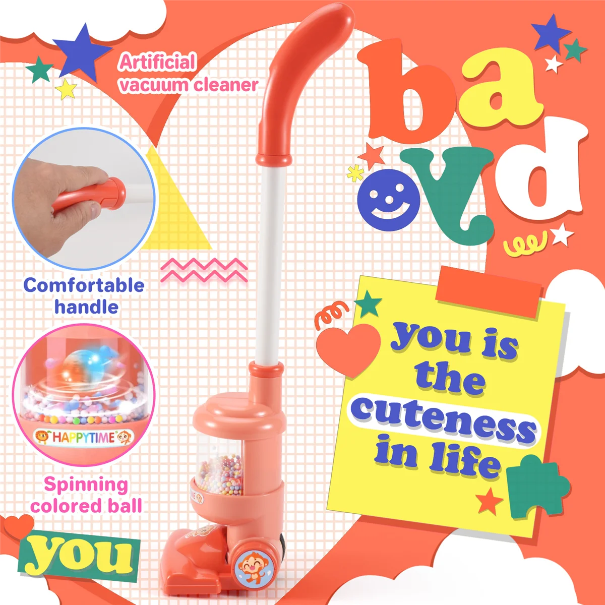 Children Electric Vacuum Cleaner Toy Simulation Vacuum Catcher Kids Pretend Cleaning Educational Toy Mini Vacuum, Red 5