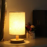 LED Bedside Table Lamps Simple Chinese Style Decoration Table Lamps Dimmable USB Plug Fabric Lampshade Bedroom Night Light 2