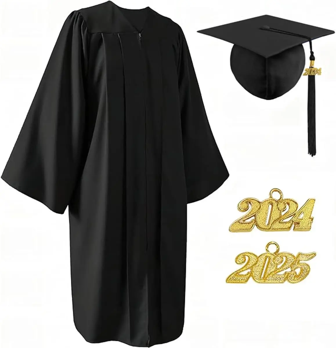 Unisex Matte Cap Gown Tassel High School College Graduation Academic Dress