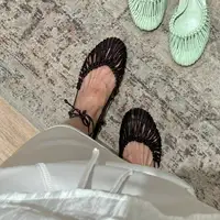 Sandales tissées pour femmes 2026 – Nouvelles sandales d'été en cuir de mouton faites à la main, style rétro, à lacets, bout fermé, marron 3