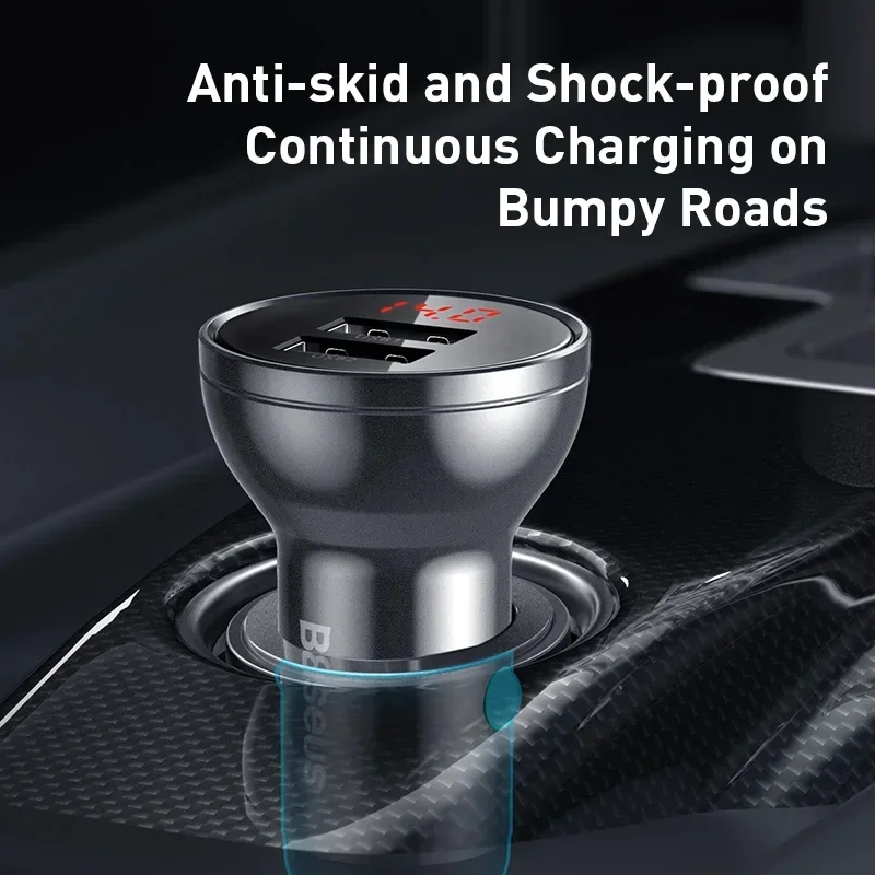 Phone Charger Adapter Phone Charger Car Charger Car Phone Charger Baseus 24W USB Car Charger for Phone 4.8A Fast Mobile Phone Charger Adapter for Huawei Xiaomi with LED Display Car