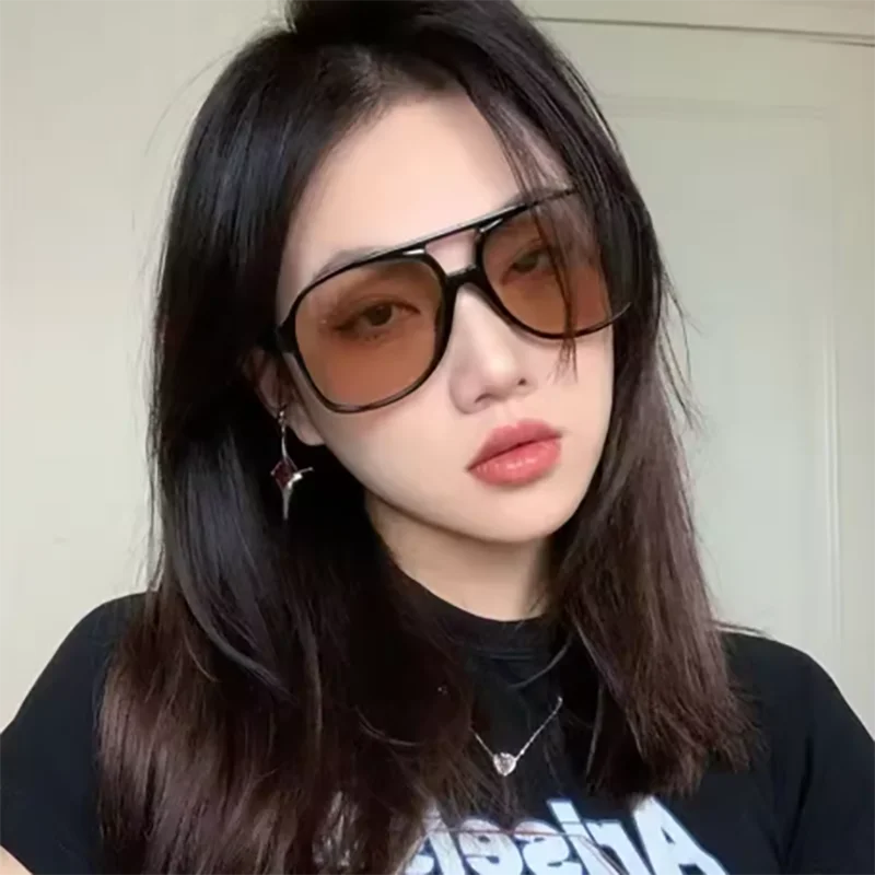 NEW Double bridge square Women Sunglasses Vintage Brand Designer Men Sun Glasses Shades Female Exaggerated oversize sunglasses