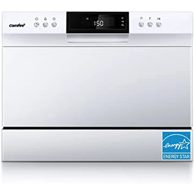 Honeywell 22 in. Countertop Dishwasher with 6 Place Settings, 6 Washing Programs, Stainless Steel Tub, UL/Energy Star, White