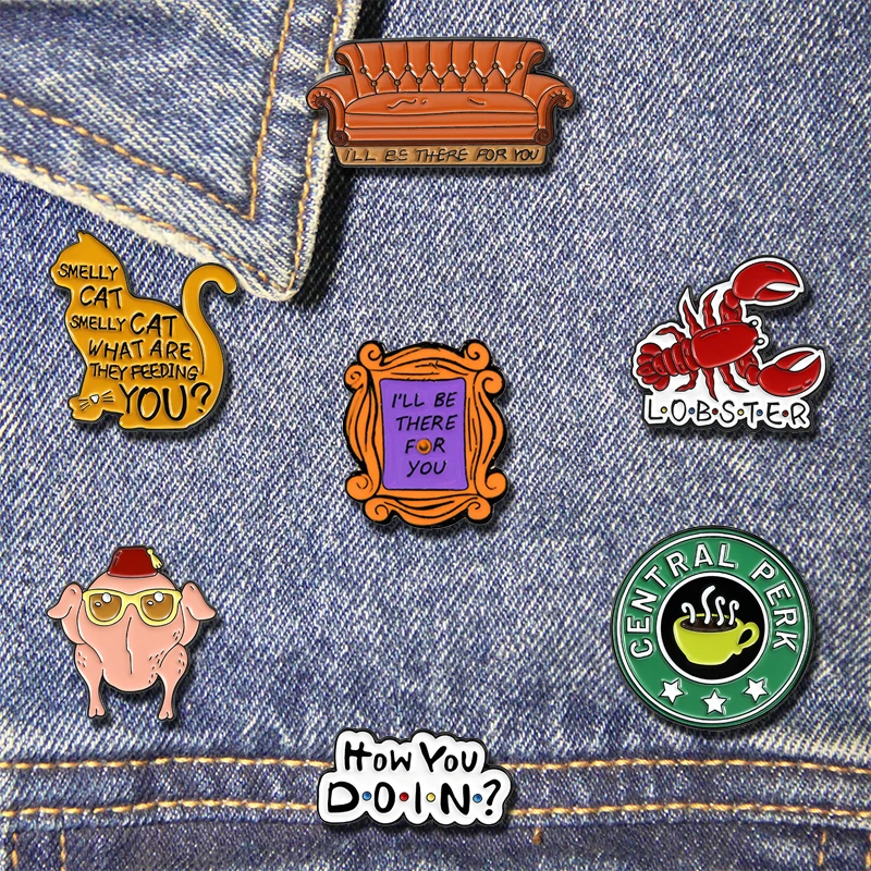 

Friends Enamel Pins I'll Be There For you Sofa Coffee How You Doin Brooch Pin Sitcom TV Series Badge