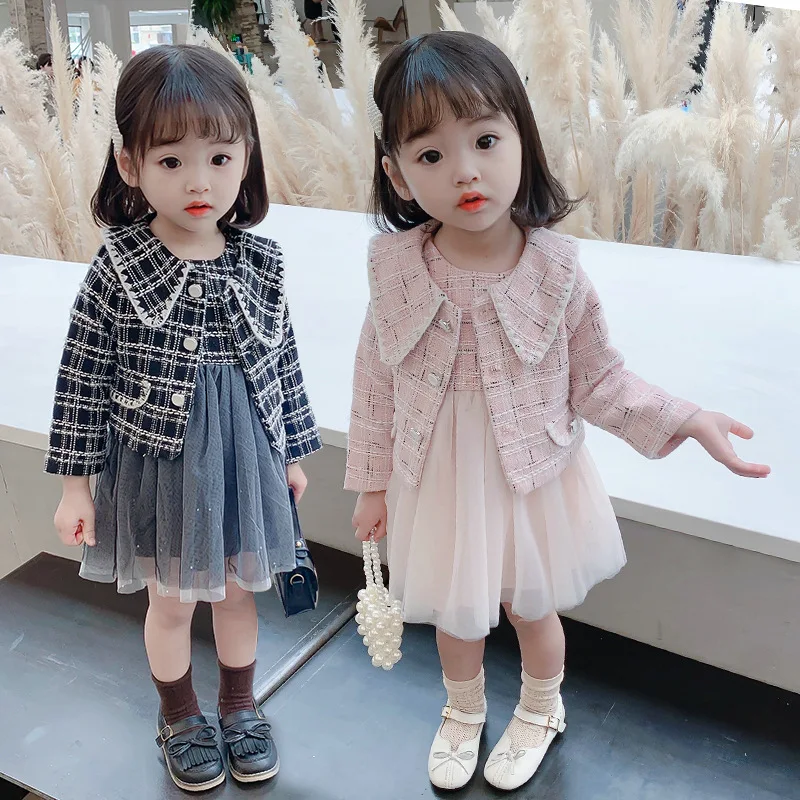 

Winter Fashion Girls Warm Woolen Clothing Princess Tulle Skirt Suits Girls Party Outfit Children Sets Fashion 2-7Y Girl Clothes