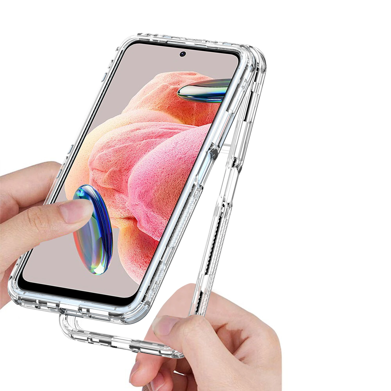 Rugged Armor Shockproof Phone Case with Transparent TPU Back Cover
