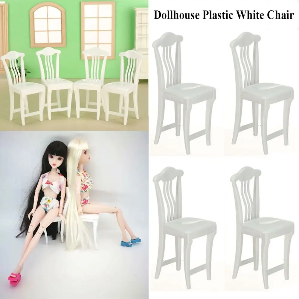 1/2/4pcs White Furniture Accessories 1/6 1/12 Doll House Play House Toys High Chair Dollhouse Chair Toy Table Chair