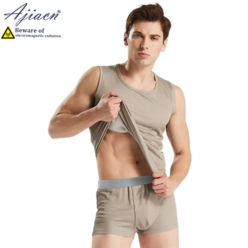 Real anti-radiation silver fiber knitted fabric men's underwear Electromagnetic radiation shielding undershirt and underpants