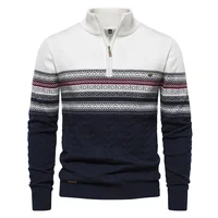 New Autumn And Winter Trendy Stand-up Collar Mens Sweater Quarter Zipper Knitted High-Quality And Versatile Mens Clothing 1
