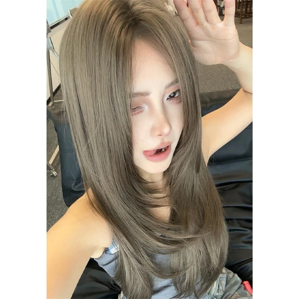 Grey Brown Synthetic Lace Front Wig for Women Cosplay