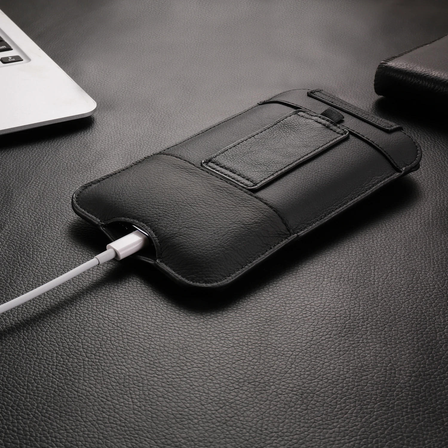 Premium Cowhide Leather Belt Clip Case with Secure Closure
