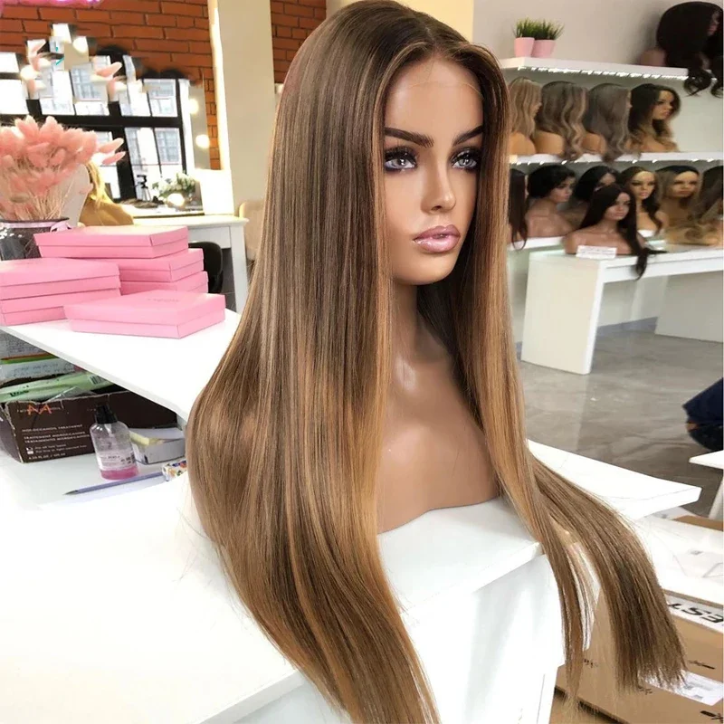 Highlight Blonde Silky Straight 28 Inch 5x5 Silk Base Jewish Human With BabyHair HD Lace European Hair Preplucked Glueless Daily