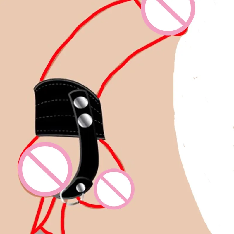 Sex Toys Cock Ring Chastity Cage PU Leather Ball Stretcher Harness Scrotum Sack Chastity Devices Penis Ring for Adults