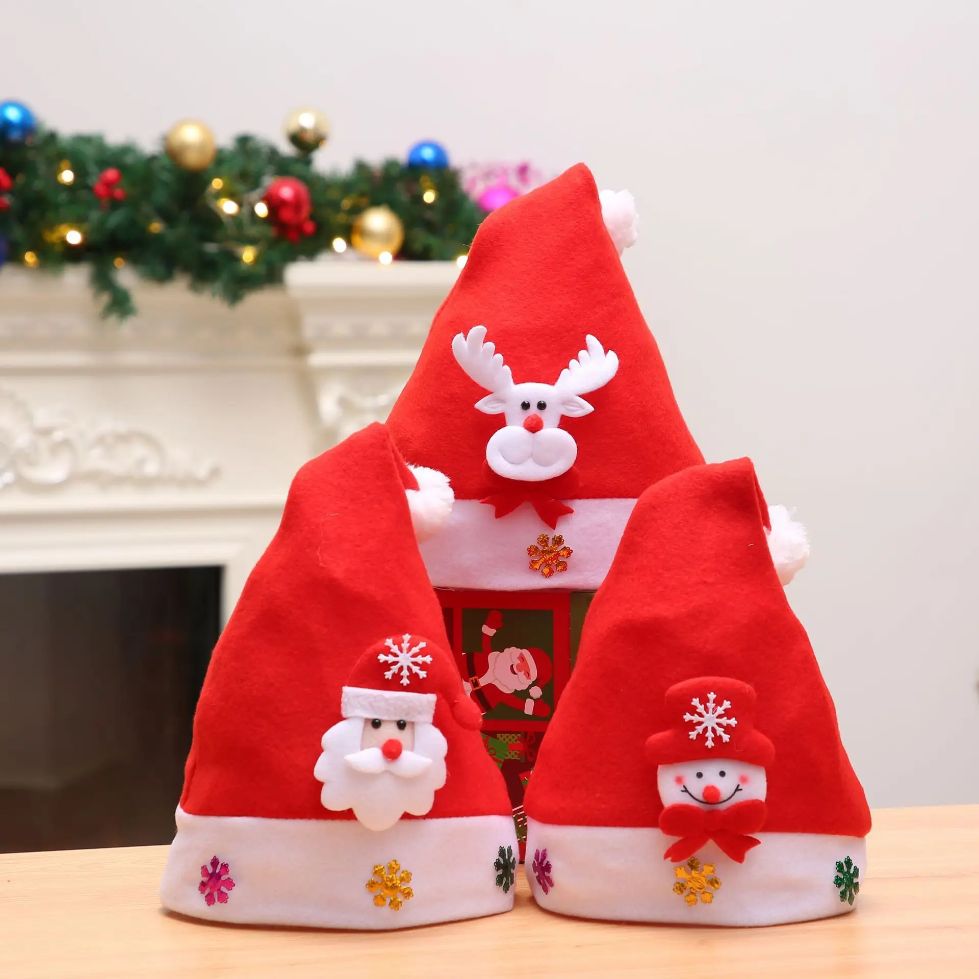 2023 Christmas Hats New Year Santa Claus  Snowman ElK Cap For Kindergarten Home Party Children Adult Xmas Gift Decoration