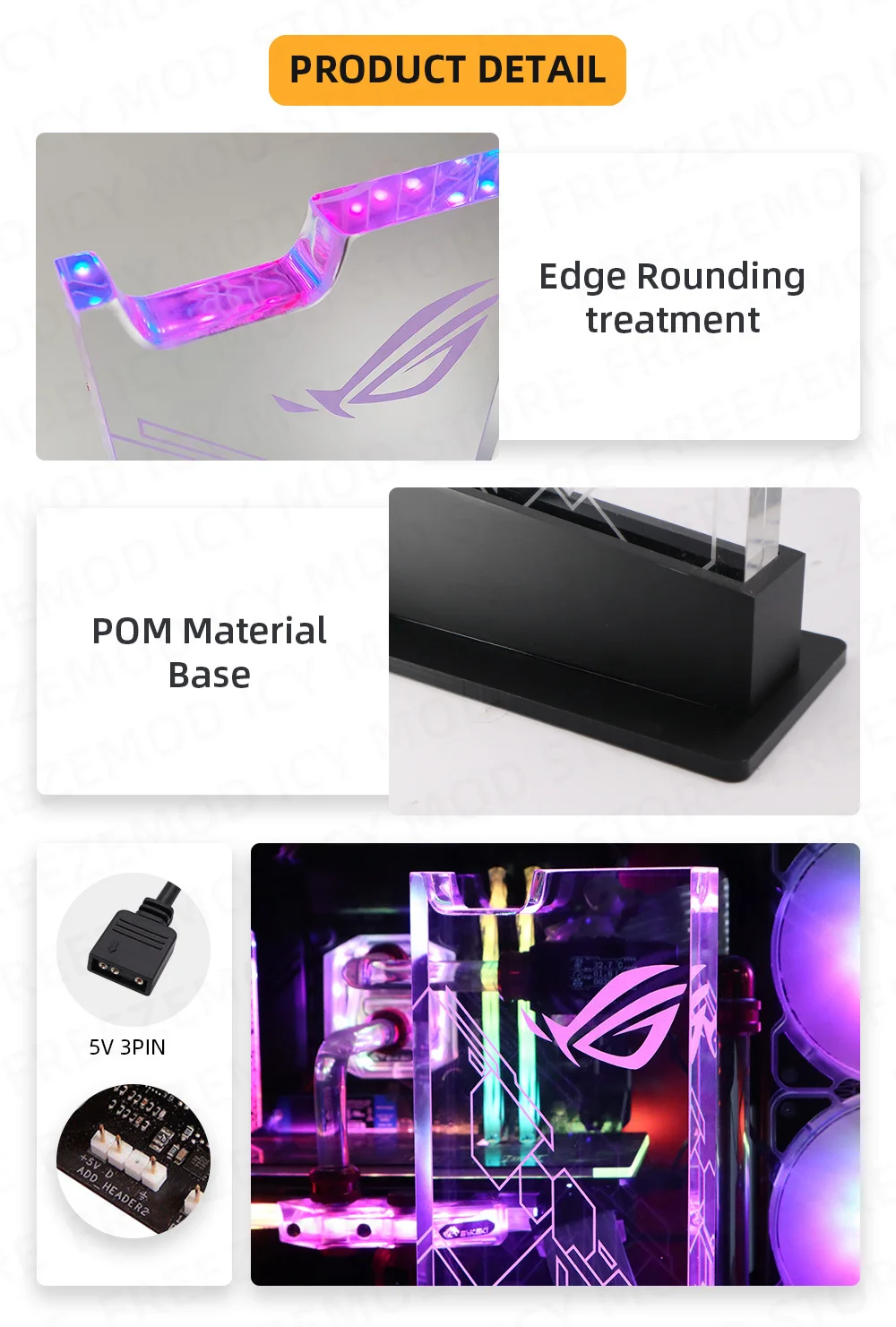 SYNC Headphone Suporte, Personalizável LOGO ROG Gamers Suporte DIY, 5V, 3Pin, PC MOD