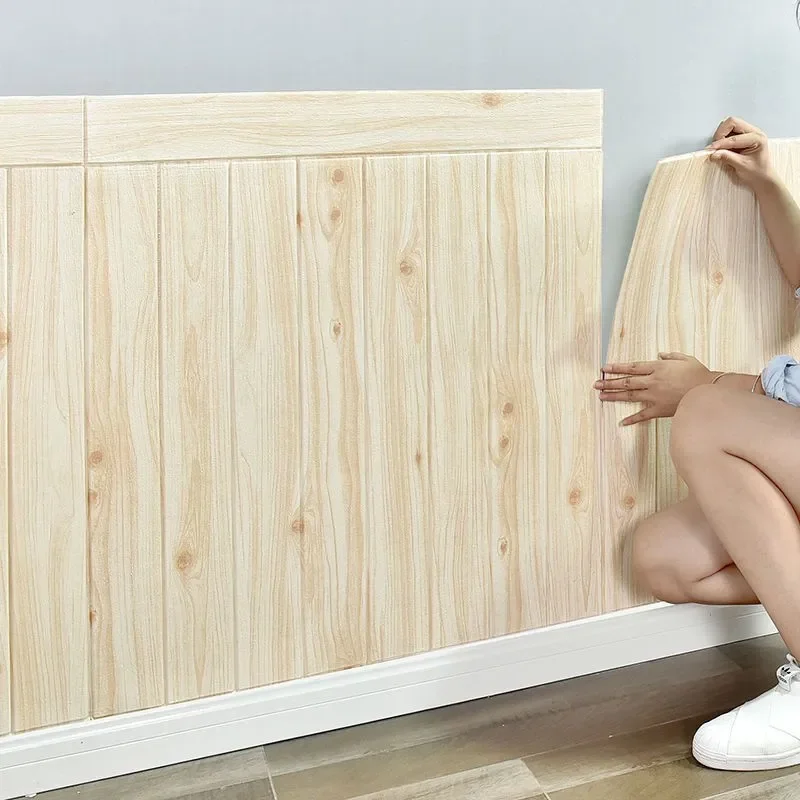 

1Pcs 35*35 3D Wall Sticker Wood Grain Self-adhesive Wallpaper Decoration Bedroom Living Room TV Background