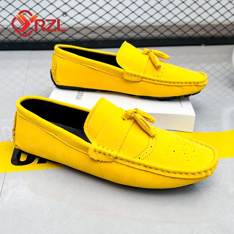 

YRZL Loafers Men Casual Shoes Tassel Brogue Shoes Men Loafers Moccasins Breathable Slip on Big Size Driving Loafers for Men