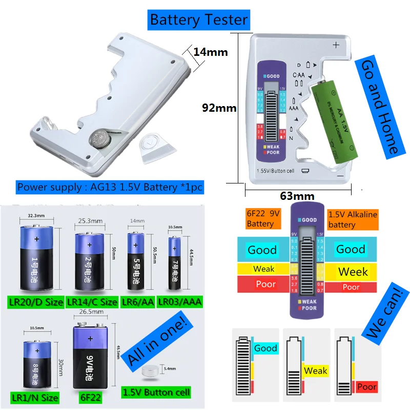 High energy efficiency 1.5V LR6 AA Rechargeable alkaline battery for toy  camera shavermice with battery tester - AliExpress