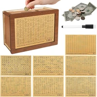 Retro 10000 Euro Money Box Piggy Bank Wood Money Bank Reusable Moneybox with Saving Goal and Numbers Storage Japanese Gift Boxes 1