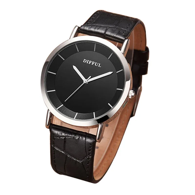 Minimalist quartz faux leather couple watch, fashionable men's and women's retro belt quartz watch