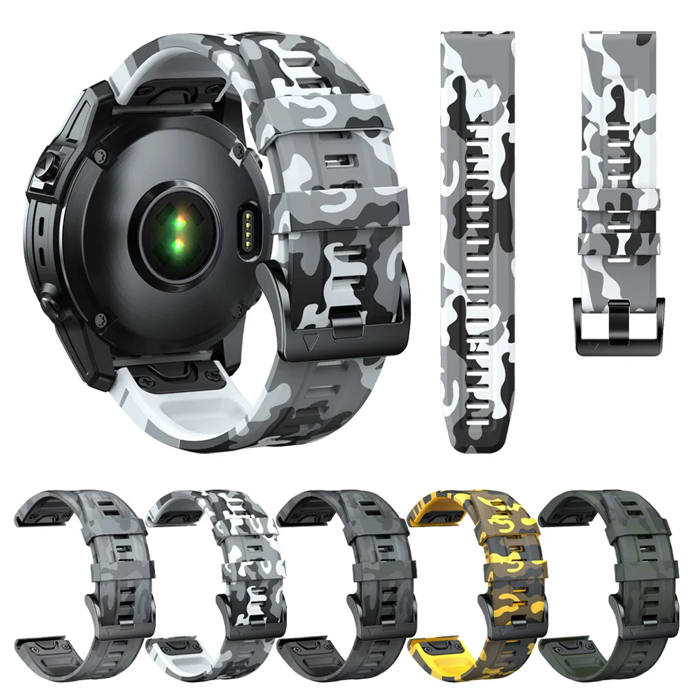 

22 26mm Camouflage Silicone Strap For Garmin Instinct 2X Strap Forerunner 965 S60 S62 S70 Band QuickFit Sports Outdoor Wristband