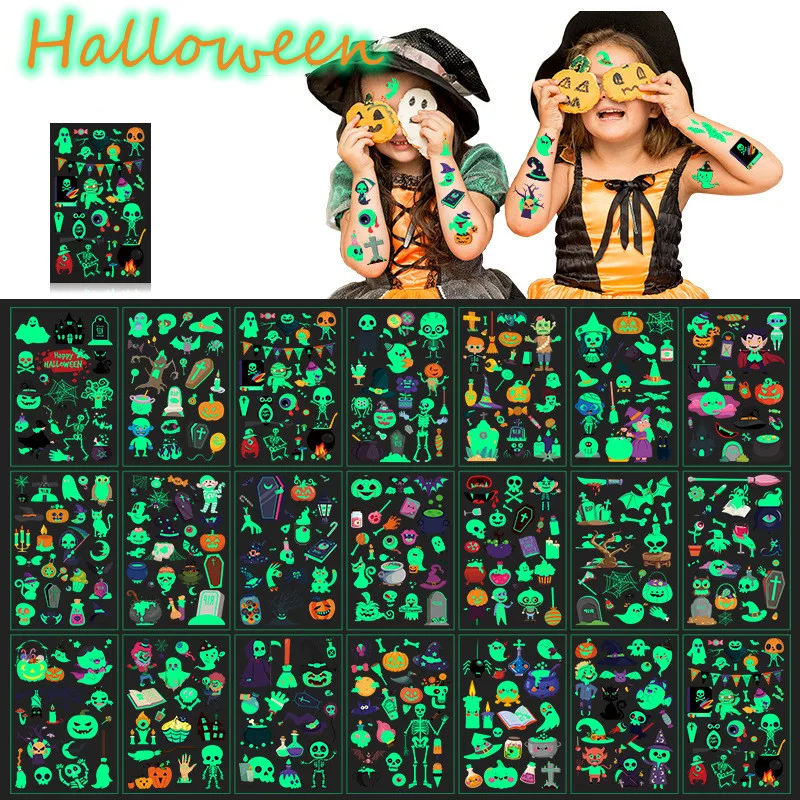 

2023 New Luminous Tattoo Sticker Kid Arm Face Glowing Tattoo Body Art Tattoo Dinosaur Unicorn Mermaid Tattoo Halloween Christmas