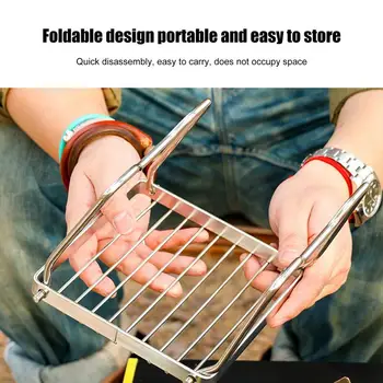 Folding Campfire Grill Stainless Steel Firepit Grill Grate Camping Grill Cooking Equipment BBQ Grill Grate Cooking Accessories 5