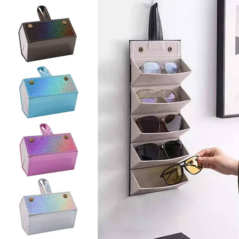 Organizer Appeso Per Occhiali In Feltro 16 Tasche - Contenitore A Muro O Armadio Per Occhiali Da Sole E Da Vista - Grigio