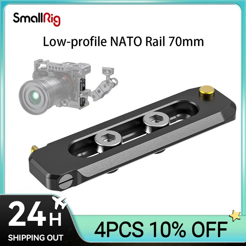 

SmallRig Универсальный низкопрофильный НАТО рельс 70 мм совместимый с зажимом NATO для быстрого крепления 1/4 "-20 монтажные винты BUN2483