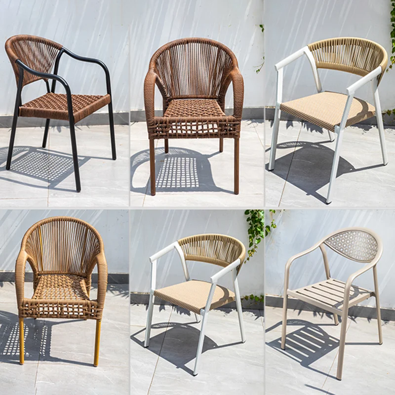 Top Selling 4Pcs a lot Nordic Simple Modern Rattan Chair for Dining and Living Room Furniture Outdoor Garden Chairs