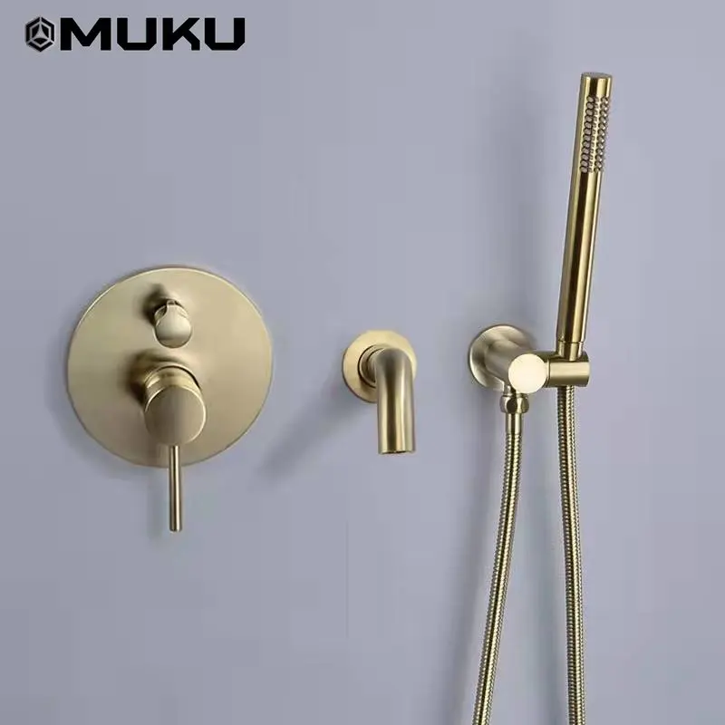 

Смеситель для ванны, матовый настенный скрытый смеситель розового золота для ванной комнаты, черный простой смеситель для горячей и холодной воды, смеситель для ванны