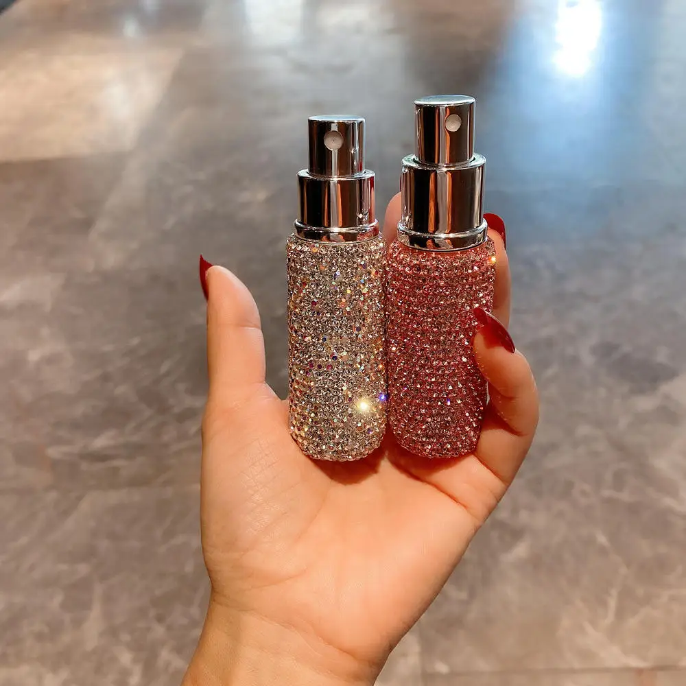 Light luxury Diamond-Encrusted Perfume Bottle 10ml Glass Spray Bottle  Empty Cosmetic Sample Vials Mini Refillable Sprayer