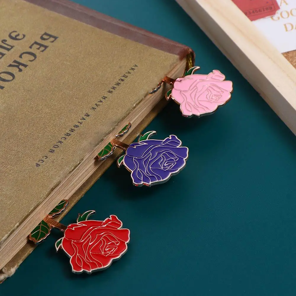 1pc Kawaii Cat Bird Rose Alloy Bookmark Cute Coloring Embossing Book Mark Page Folder Office School Supplies Stationery metal bookmark animal bookmark bookmarks stationery supplies paper bookmark