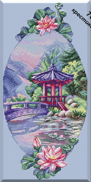 

Набор для вышивки крестиком pavilion by the lotus pond 24-39 18 карат 14 карат 16 карат ткань хлопчатобумажная нить вышивка ручной работы