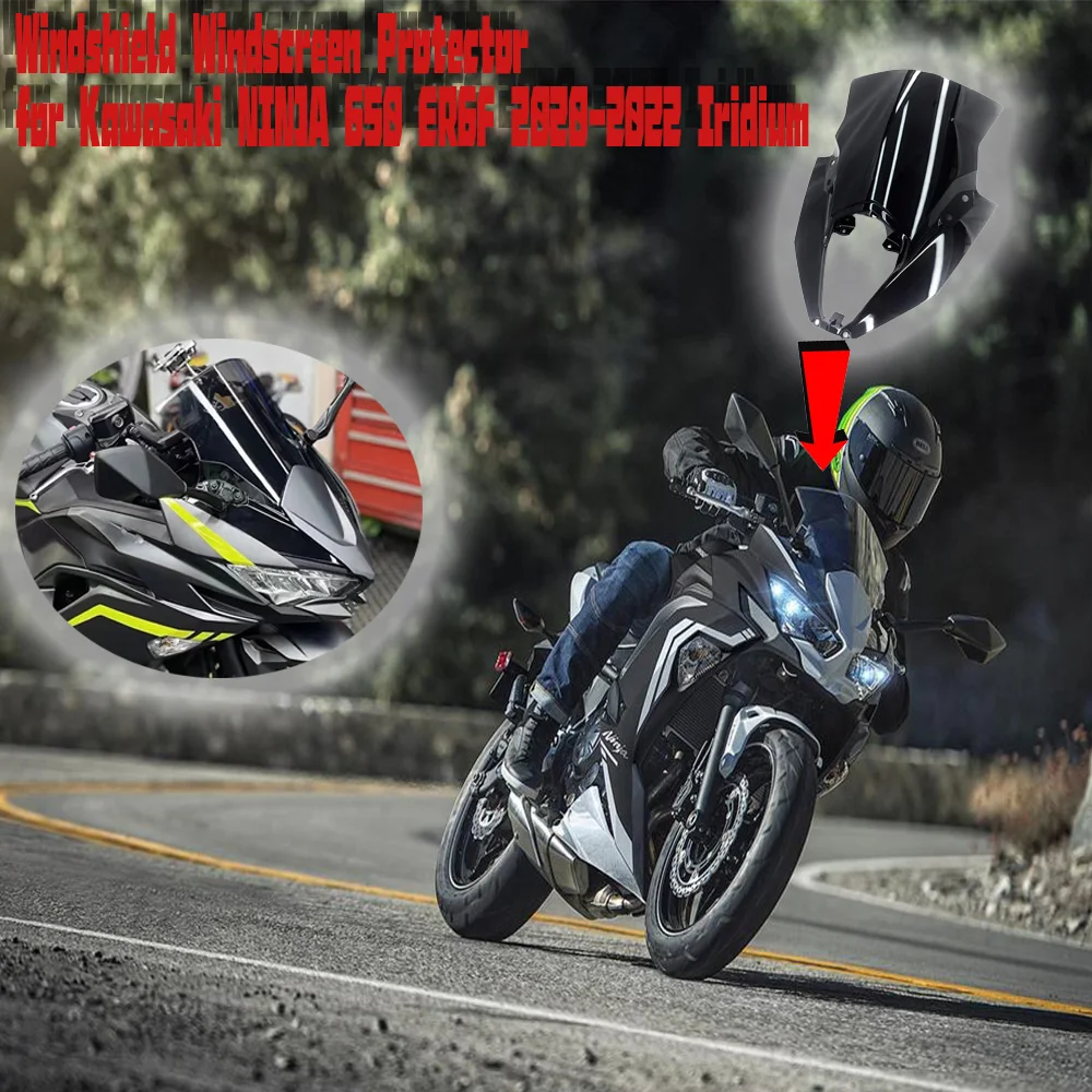 

Windshield Windscreen Protector for Kawasaki NINJA 650 ER6F 2020-2022 Iridium