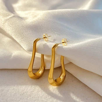Vintage Geometric U shape Drop Earrings For Women Gold Plated stainless steel stainless steel Earring Fashion Jewelry Gift