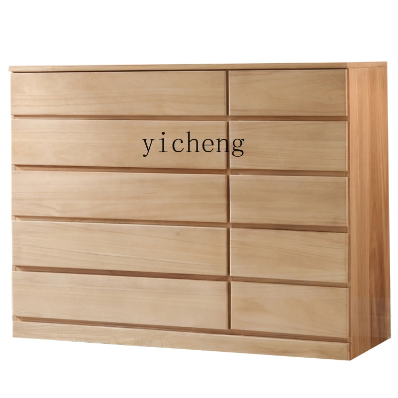 

XL Chest of Drawers Solid Wood Large Cabinet Locker Light Luxury Five-Bucket with Lock