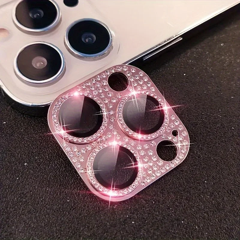 Luxury Glitter Rhinestone Metal Camera Lens Protector - Full Glass Cover