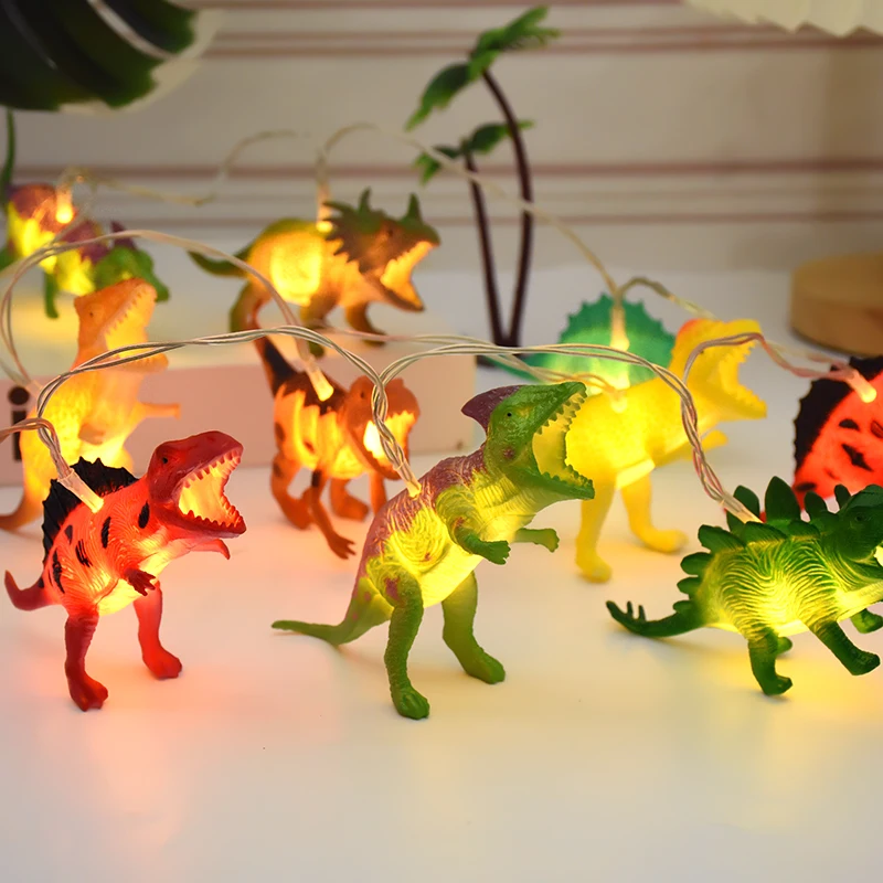 

1set Dinosaur LED Light String 1.5m Tiger Zebra Elephant Cute Animal Jurassic World Forest Party Birthday Baby Shower DIY Decor