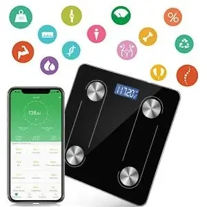 Bilancia elettronica intelligente per bagno, con analizzatore di massa grassa corporea, BMI e app mobile Bluetooth, per uso domestico, BMI e misurazione accurata del BMI._voghion.com