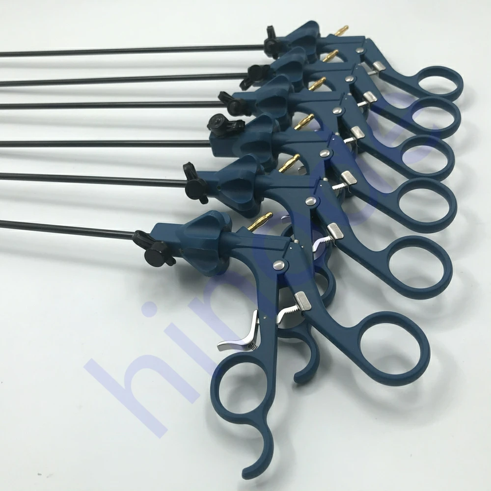 Medical Surgical Reusable Φ5mmx330mm Blue Laparoscope Laparoscopic Grasper Dissecting Forceps Tweezers Dissectors Handle