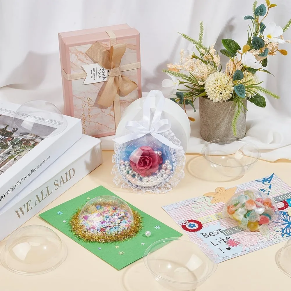 3.1 inch Half Ball Clear Candy Dome PVC Half Ball Domes Candy Holder Shaker Domes For Card Making Clear Plastic Dimension 80 Pcs plastic candy domes